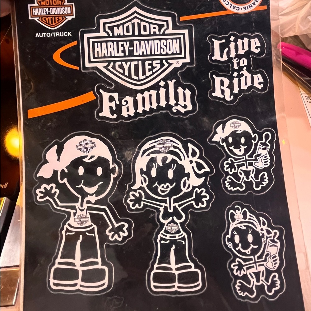 Harley Davidson Decals car Windows Black and White Family Decal Kit